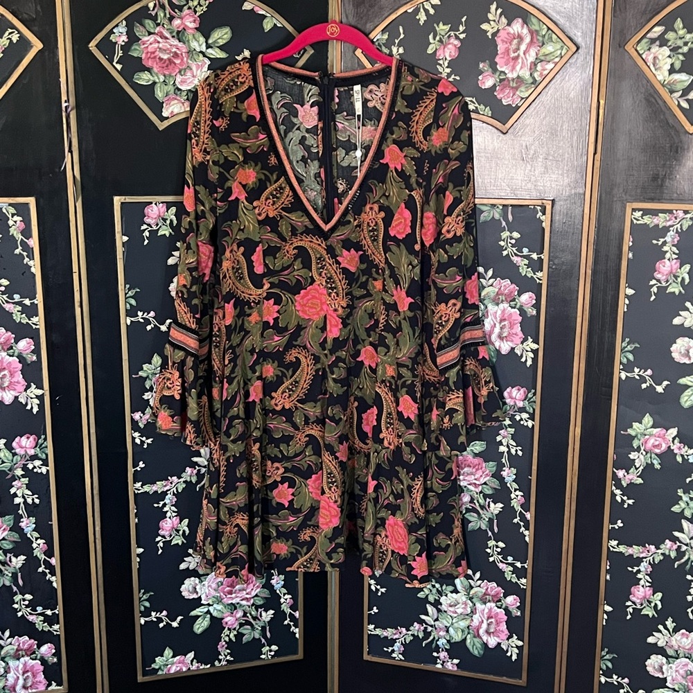 Spell & The Gypsy Lotus Floral Paisley V-Neck Dress XS